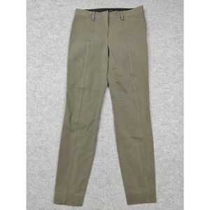 Theory Pants Womens 00 Green Twill Slim Ankle Zip Stretch Dress Career Work